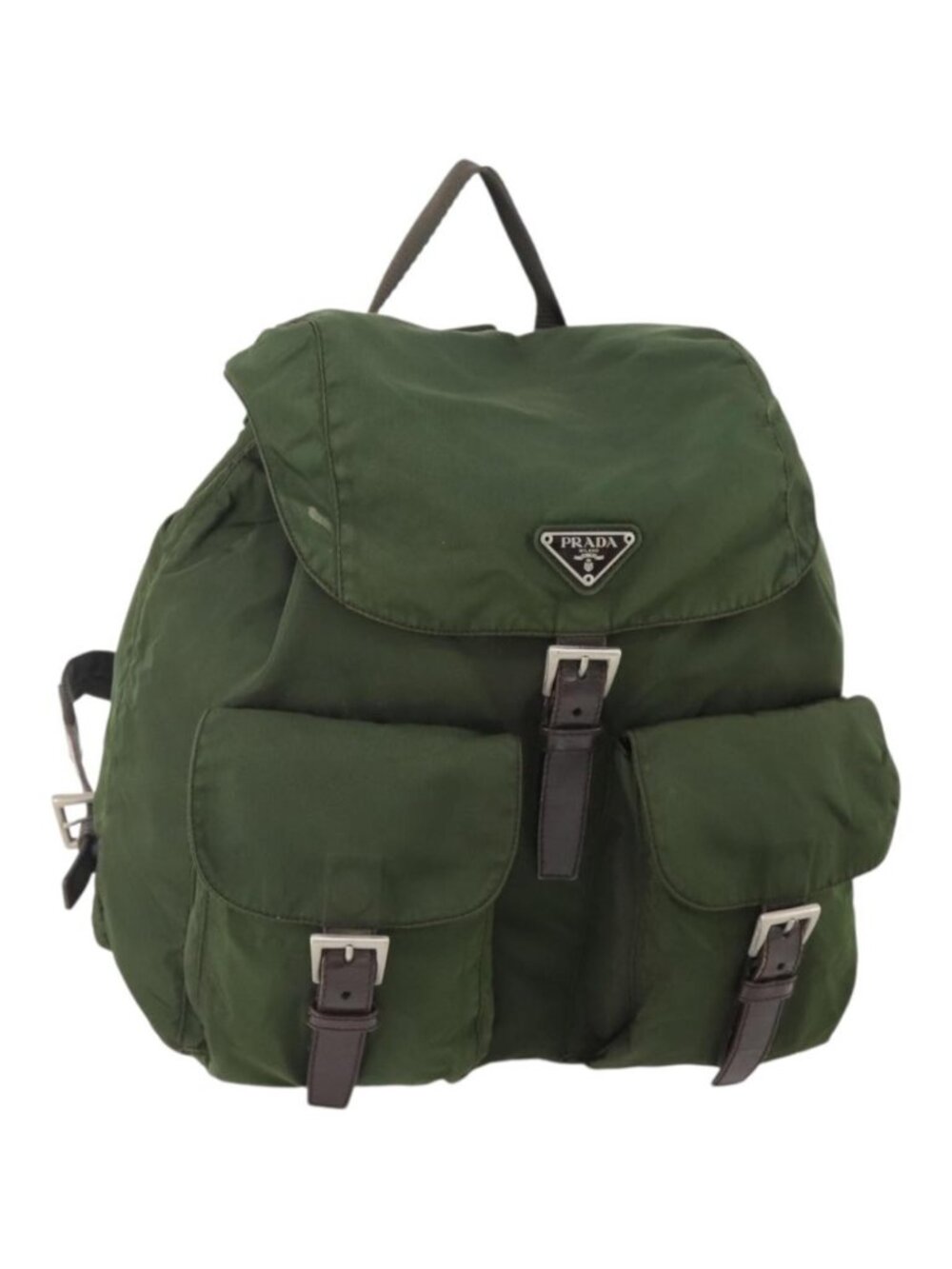 PRADA Backpack Nylon Khaki Silver